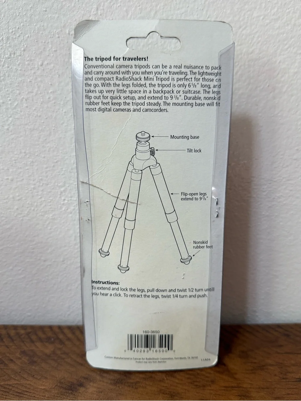 RadioShack Mini Tripod  flip-open legs extend to 9 3/8” nonskid rubber feet